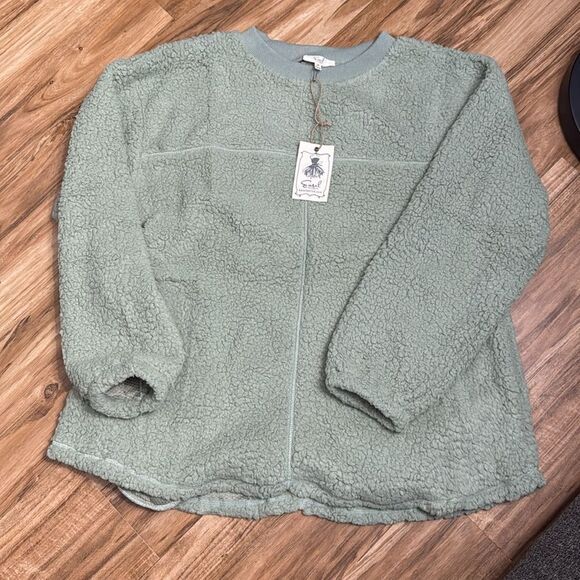 Easel Sage Green Oversized Sherpa Sweater New - Picture 5 of 5